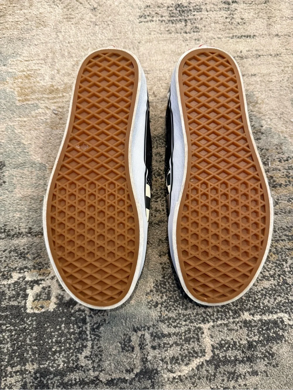 Vans Black & White Checkerboard Slip-On with Pink Rose Patches